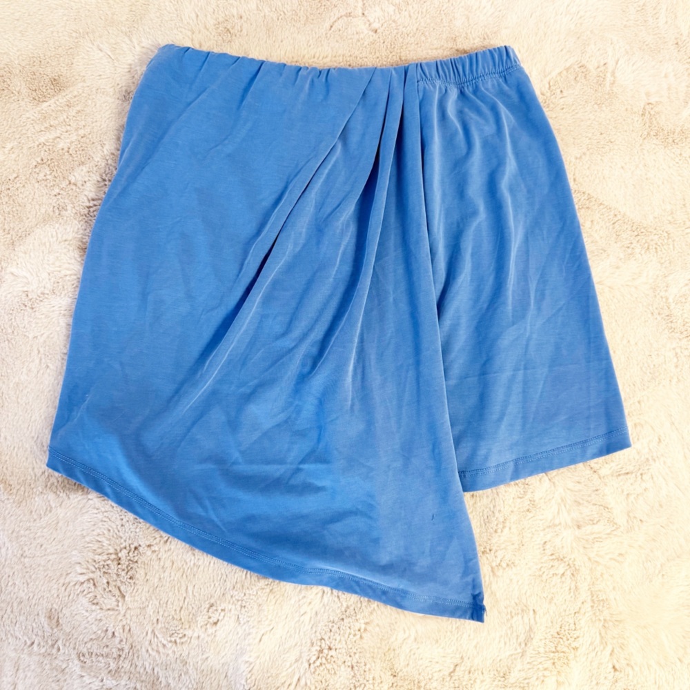ANTHROPOLOGIE Blue Asymmetrical Pull On Mini Skirt Size Medium